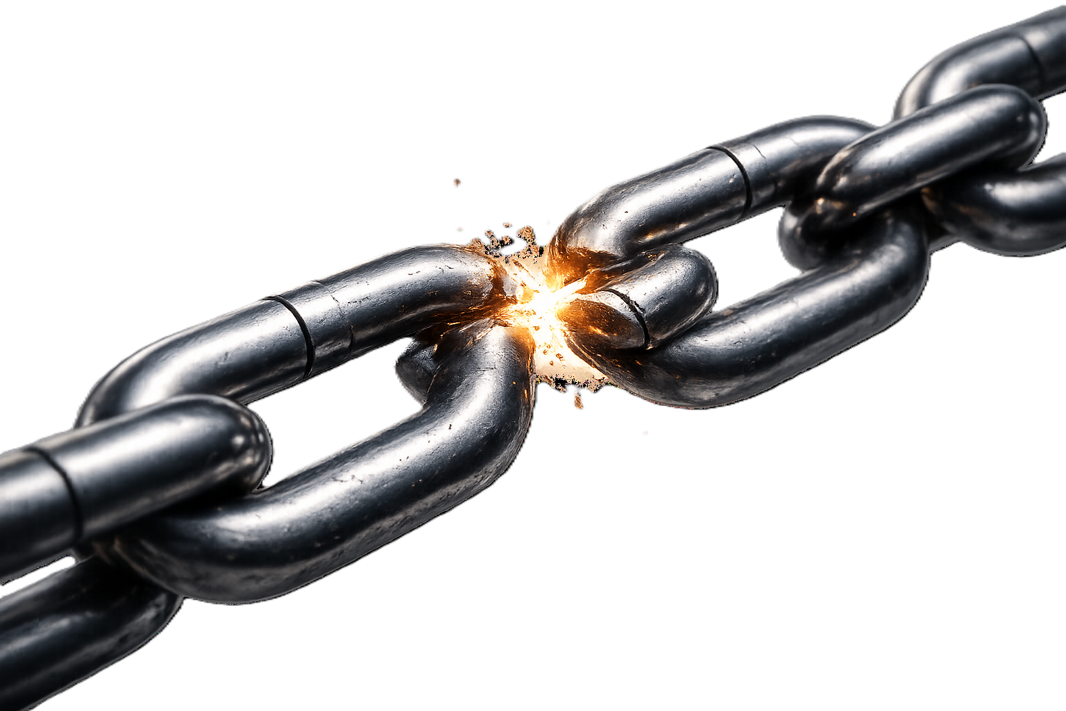 A breaking chain representing a healthcare system at its breaking point